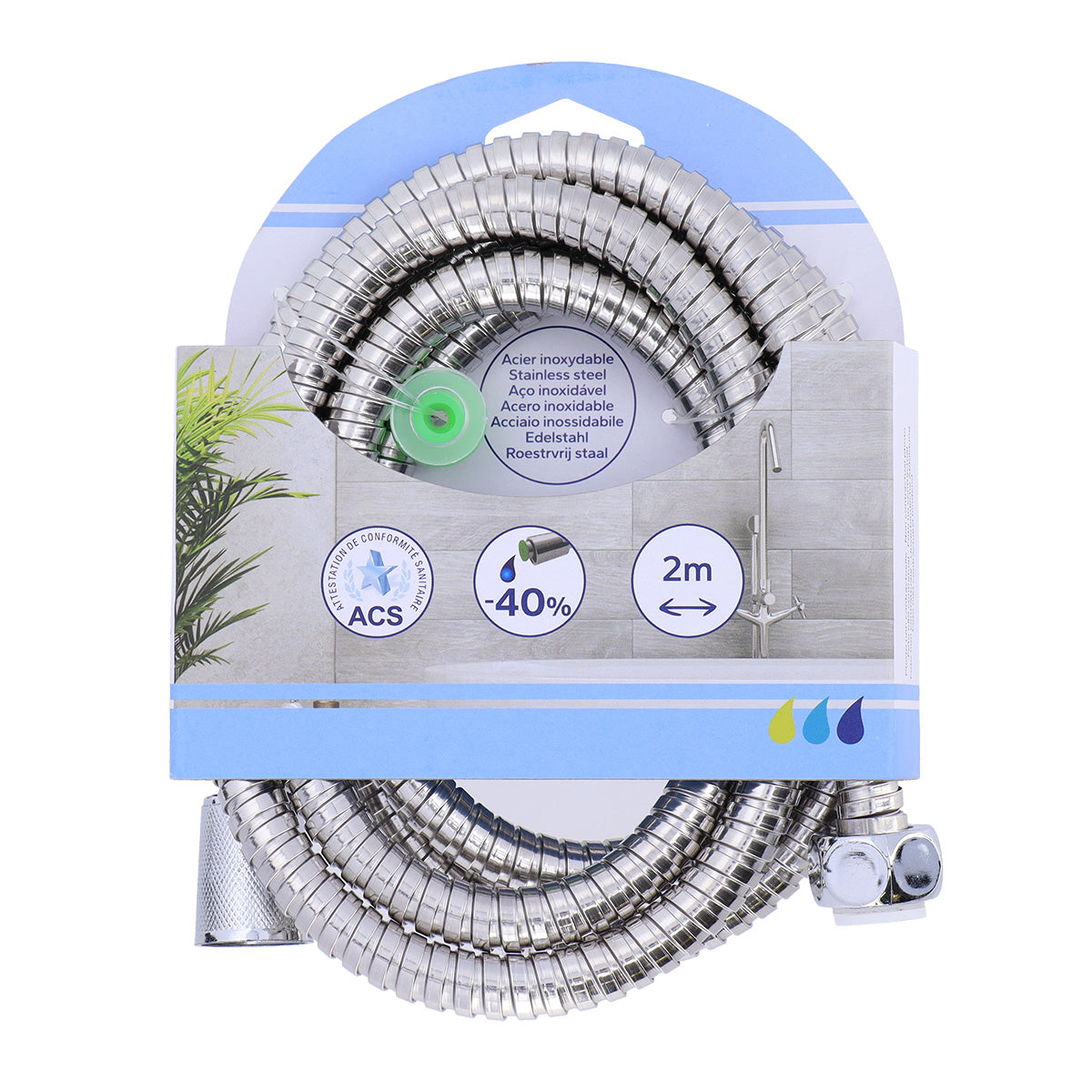 Furtun de duș flexibil inox 200 cm – Crom