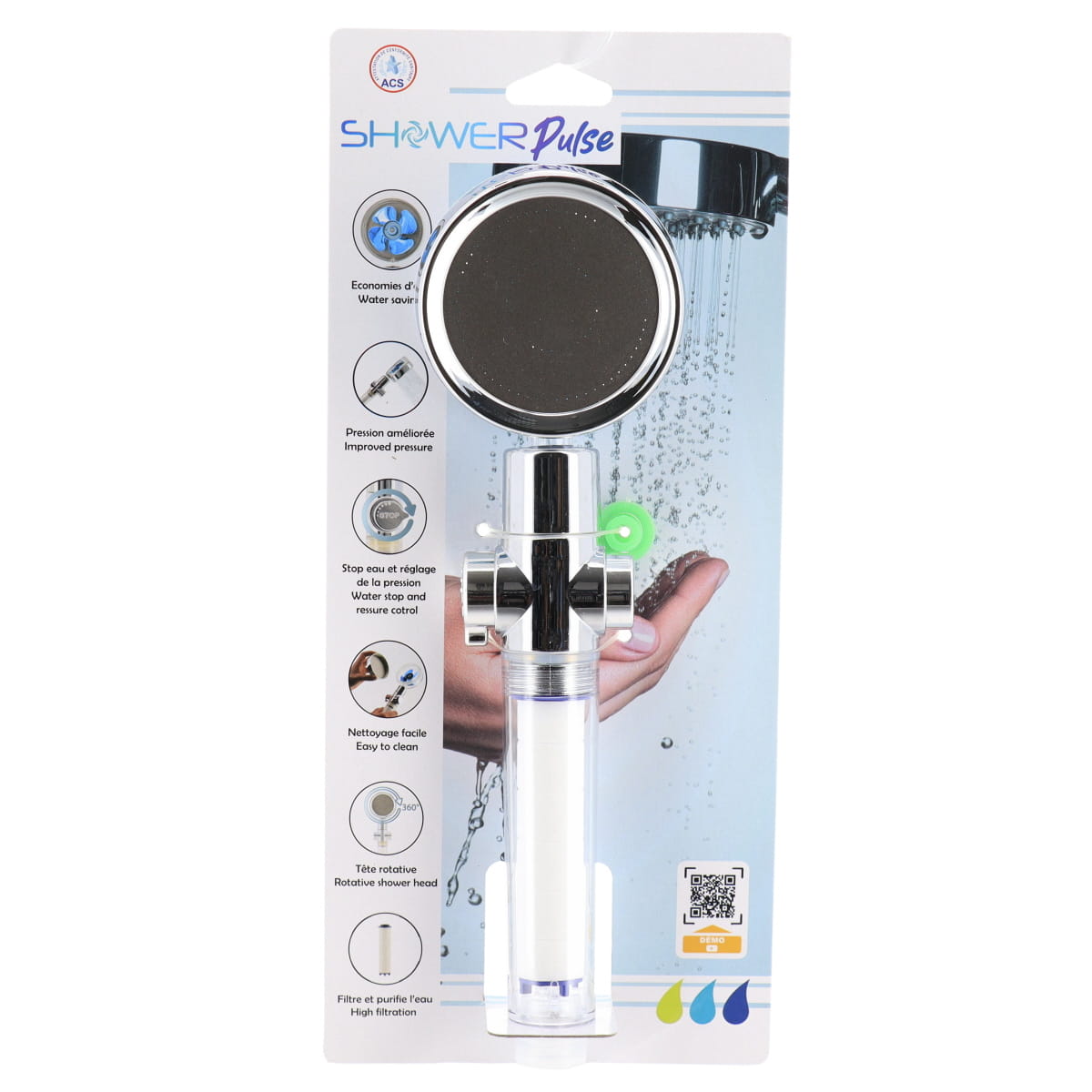 Pară De Duș ABS 1 Funcție Presiune Mare Cu Eco Stop – Crom