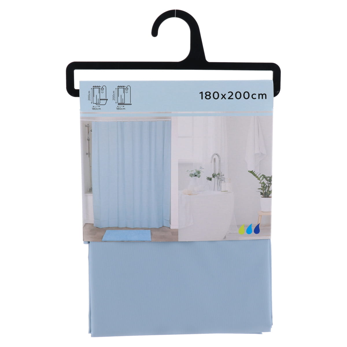 Perdea De Duș EVA PE 180x200cm – Albastru Transparent