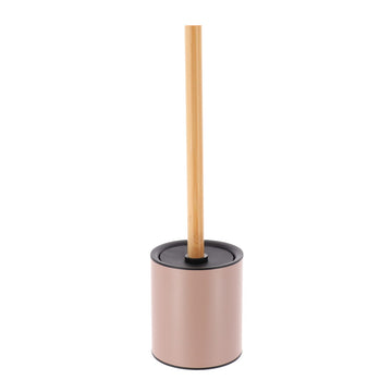 Perie WC Metalică cu Mâner din Bambus – Cappuccino