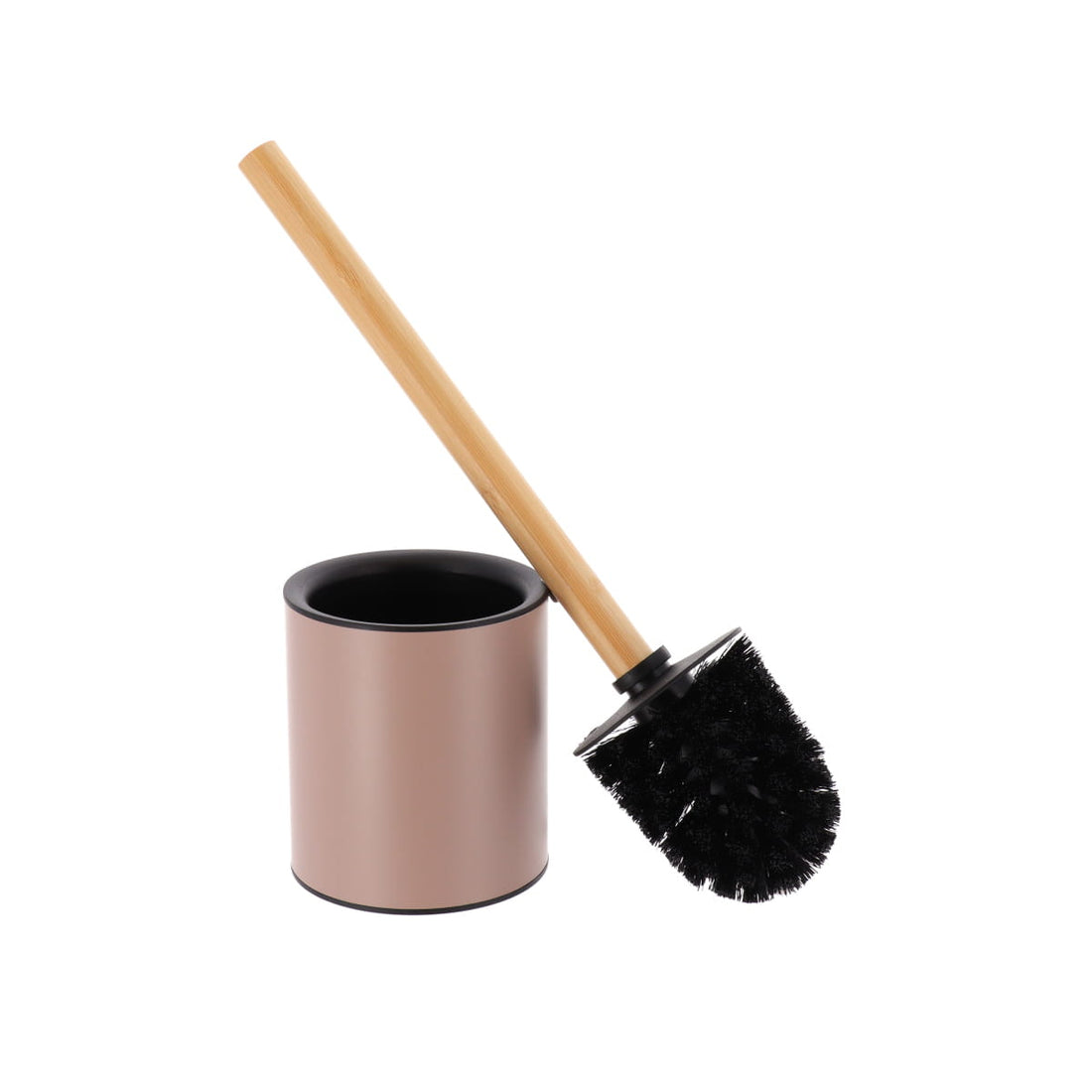 Perie WC Metalică cu Mâner din Bambus – Cappuccino