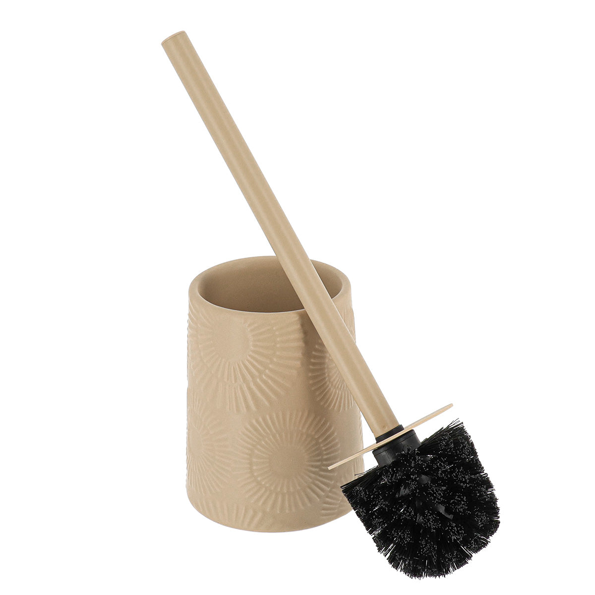 Perie Toaletă Rotundă din Ceramică – Model Ethnic Vibes, bej