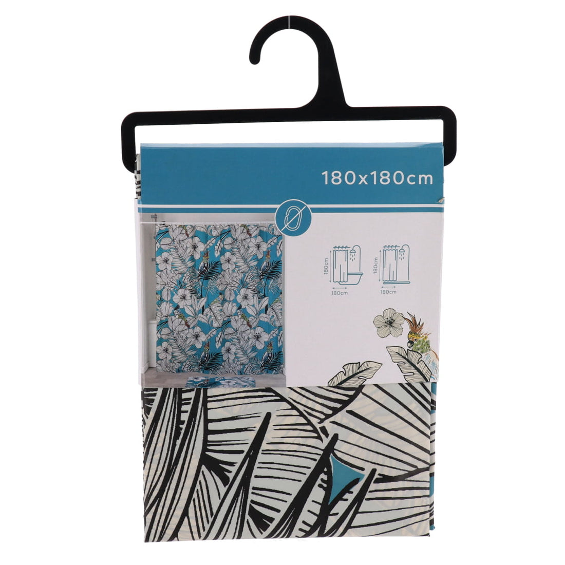 Perdea de duș PEVA 180×180 cm – model Jungle Fever Bleu