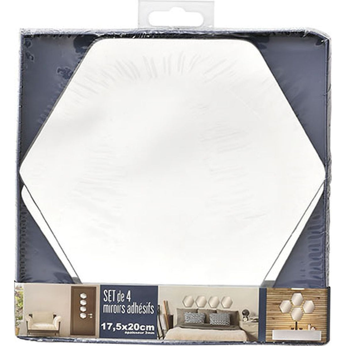 Set 4 Oglinzi Hexagonale Autoadezive 17.5x20 cm