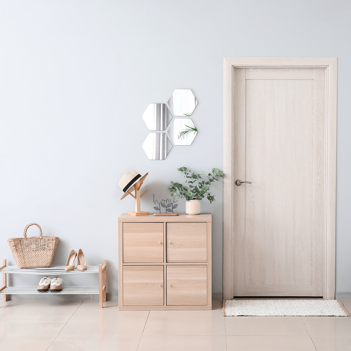 Set 4 Oglinzi Hexagonale Autoadezive 17.5x20 cm