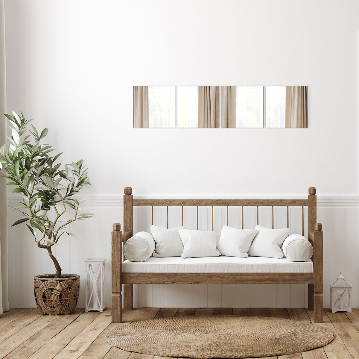 Set 4 Oglinzi Pătrate Autoadezive 30x30 cm