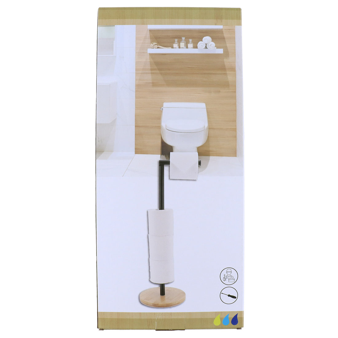 Suport Hârtie Igienică Cu Rezervă Din Bambus Și Metal – Negru