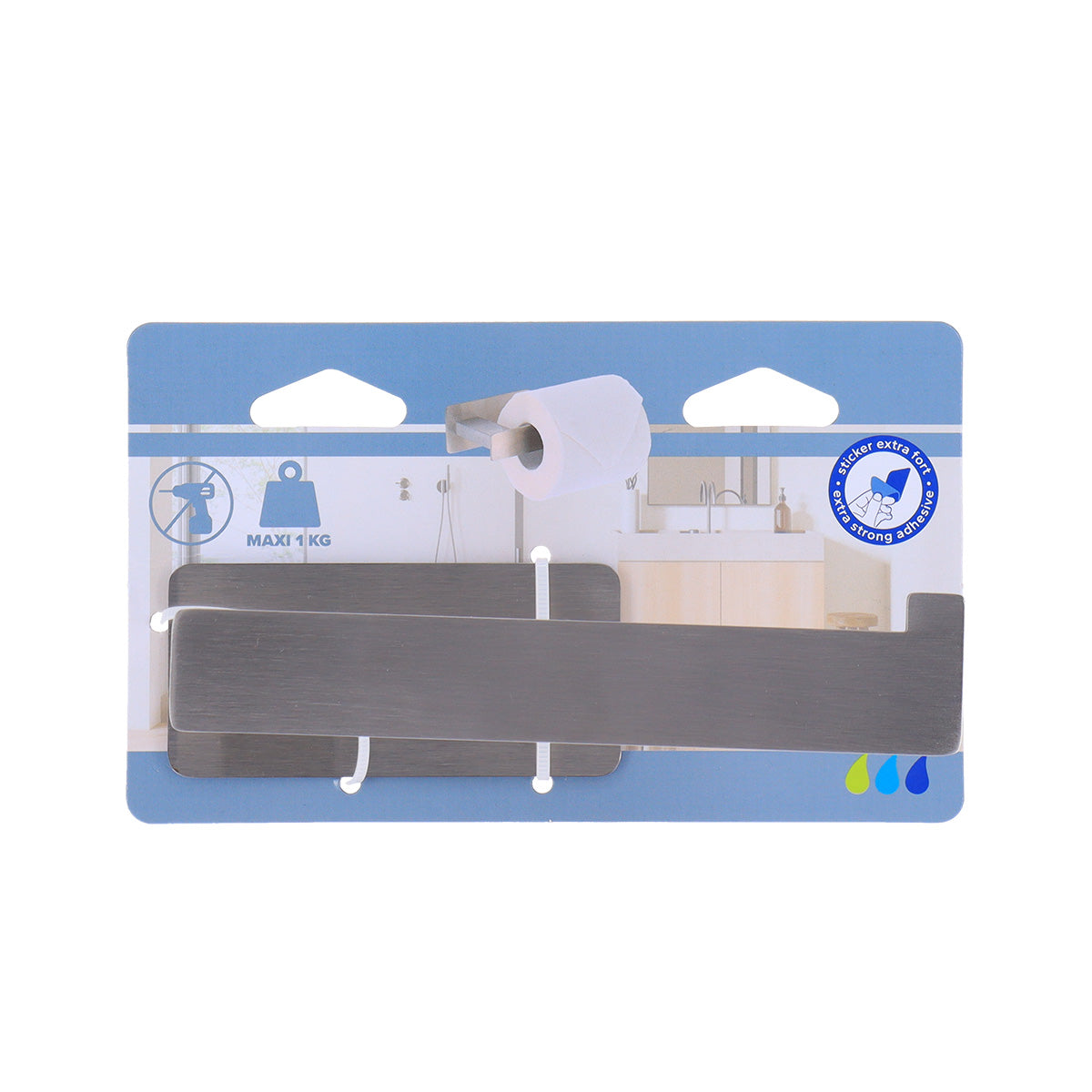 Suport Hârtie Igienică Din Inox Cu Adeziv 3M – Crom