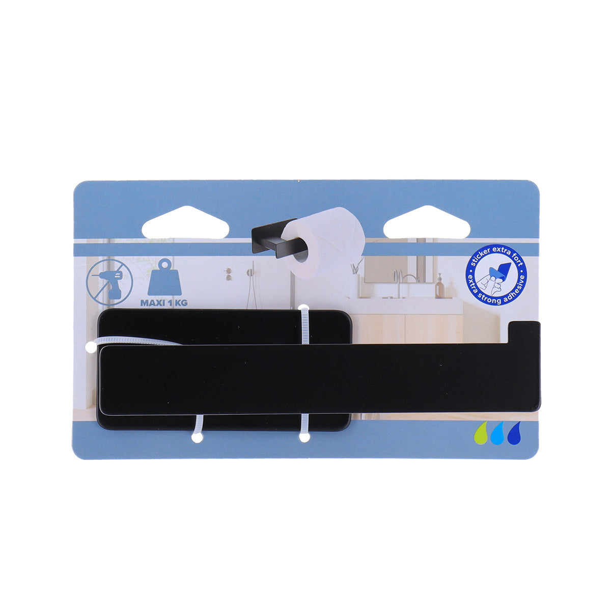 Suport Hârtie Igienică Din Inox Cu Adeziv 3M – Negru Mat