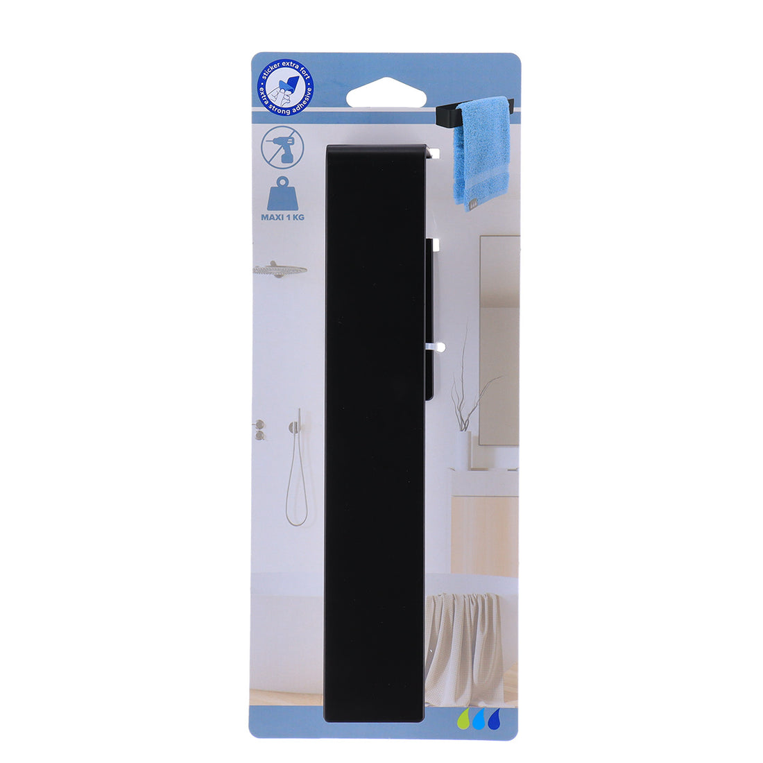 Suport Prosoape De Oaspeți Din Inox Cu Adeziv 3M – Negru Mat