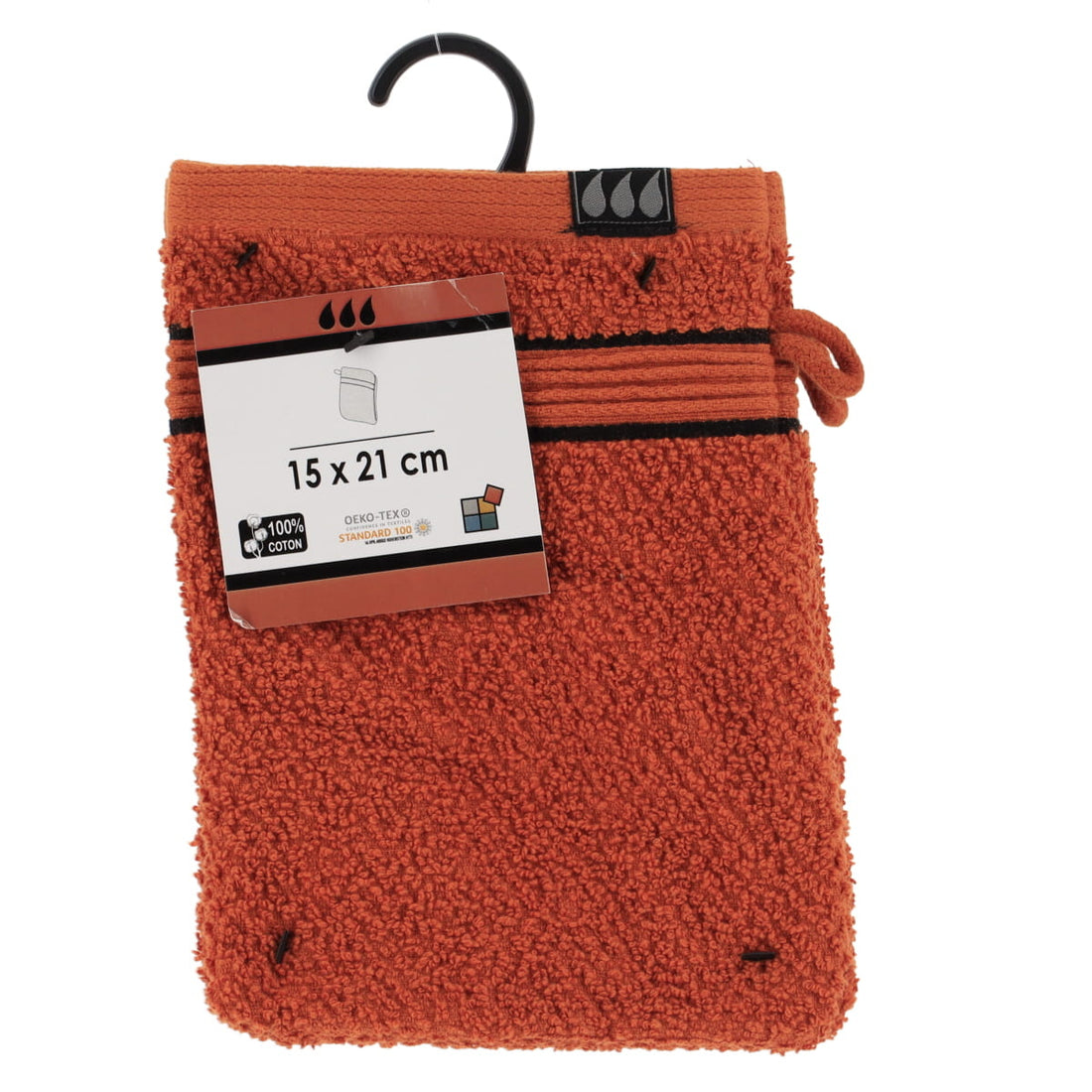 Set 2 mănuși de baie 100% bumbac 15×21 cm – Sienna/Negru