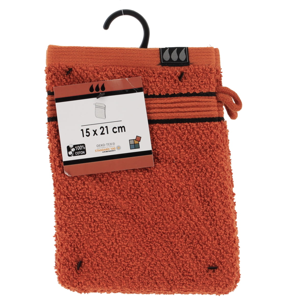 Set 2 mănuși de baie 100% bumbac 15×21 cm – Sienna/Negru