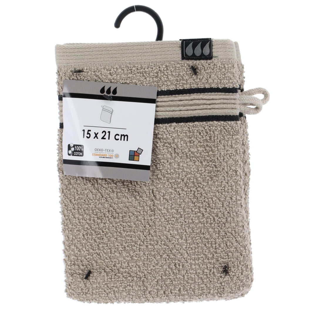 Set 2 mănuși baie 15×21 cm din bumbac 100% – Twine/Negru