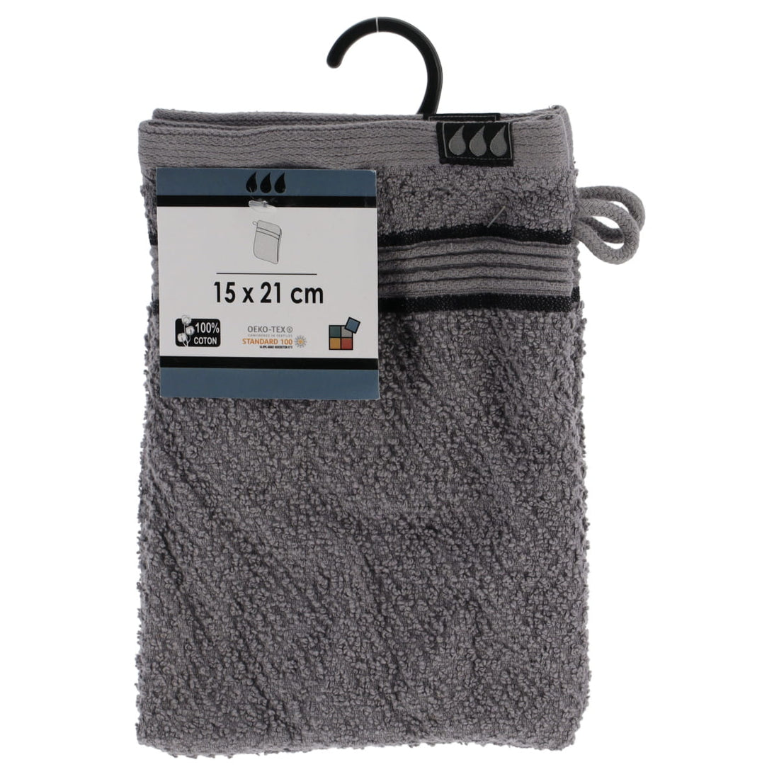 Set 2 mănuși de baie 100% bumbac 15×21 cm – gri/negru