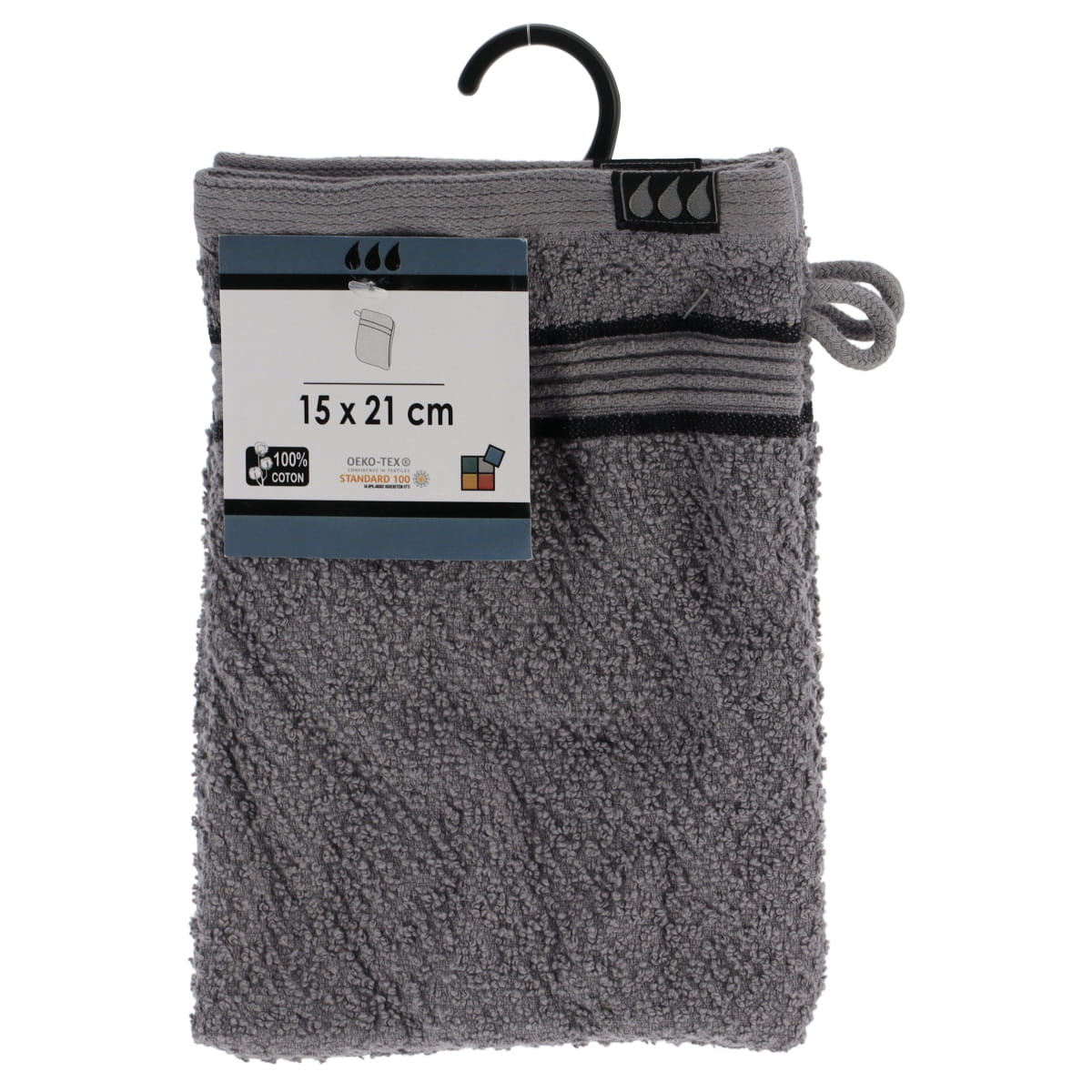 Set 2 mănuși de baie 100% bumbac 15×21 cm – gri/negru