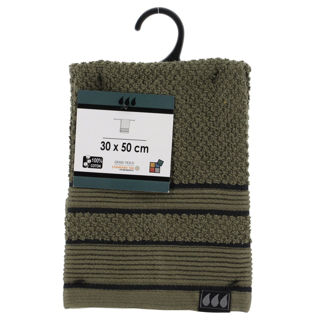 Prosop oaspeti 30×50 cm din bumbac 100% – Kaki/Negru