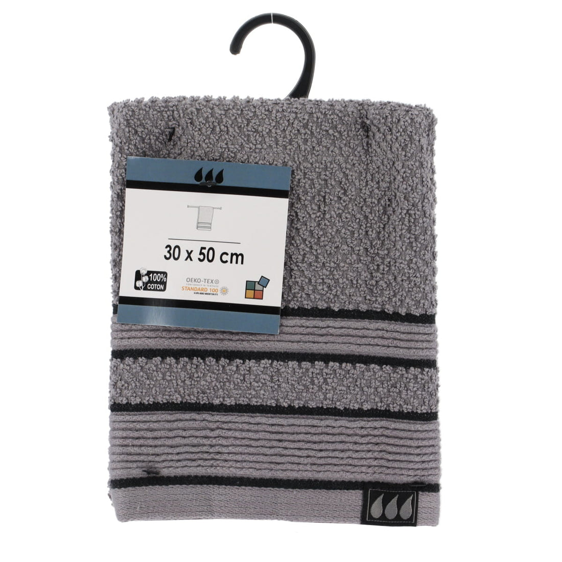 Prosop de maini 30×50 cm din bumbac 100% – Gri/Negru