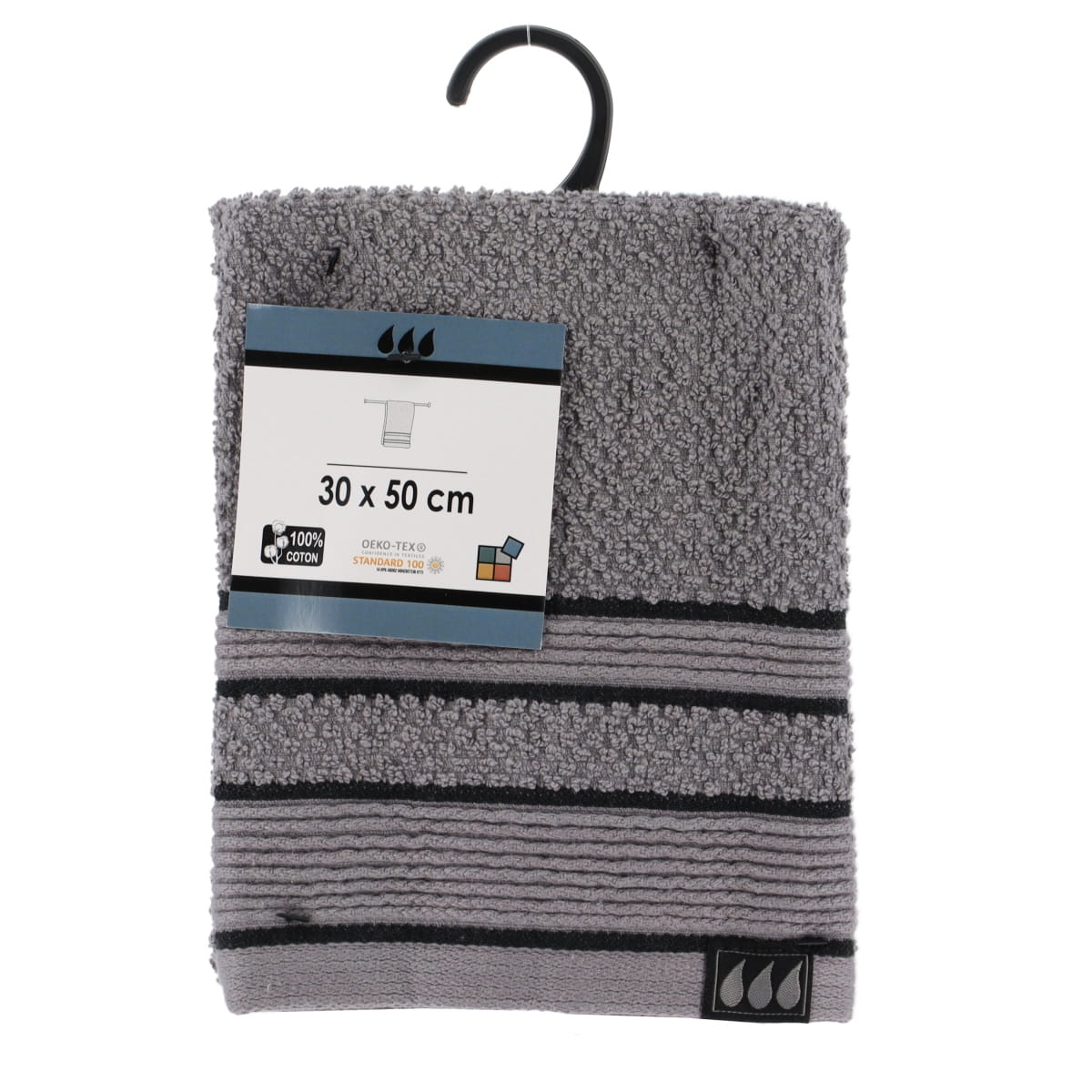 Prosop de maini 30×50 cm din bumbac 100% – Gri/Negru