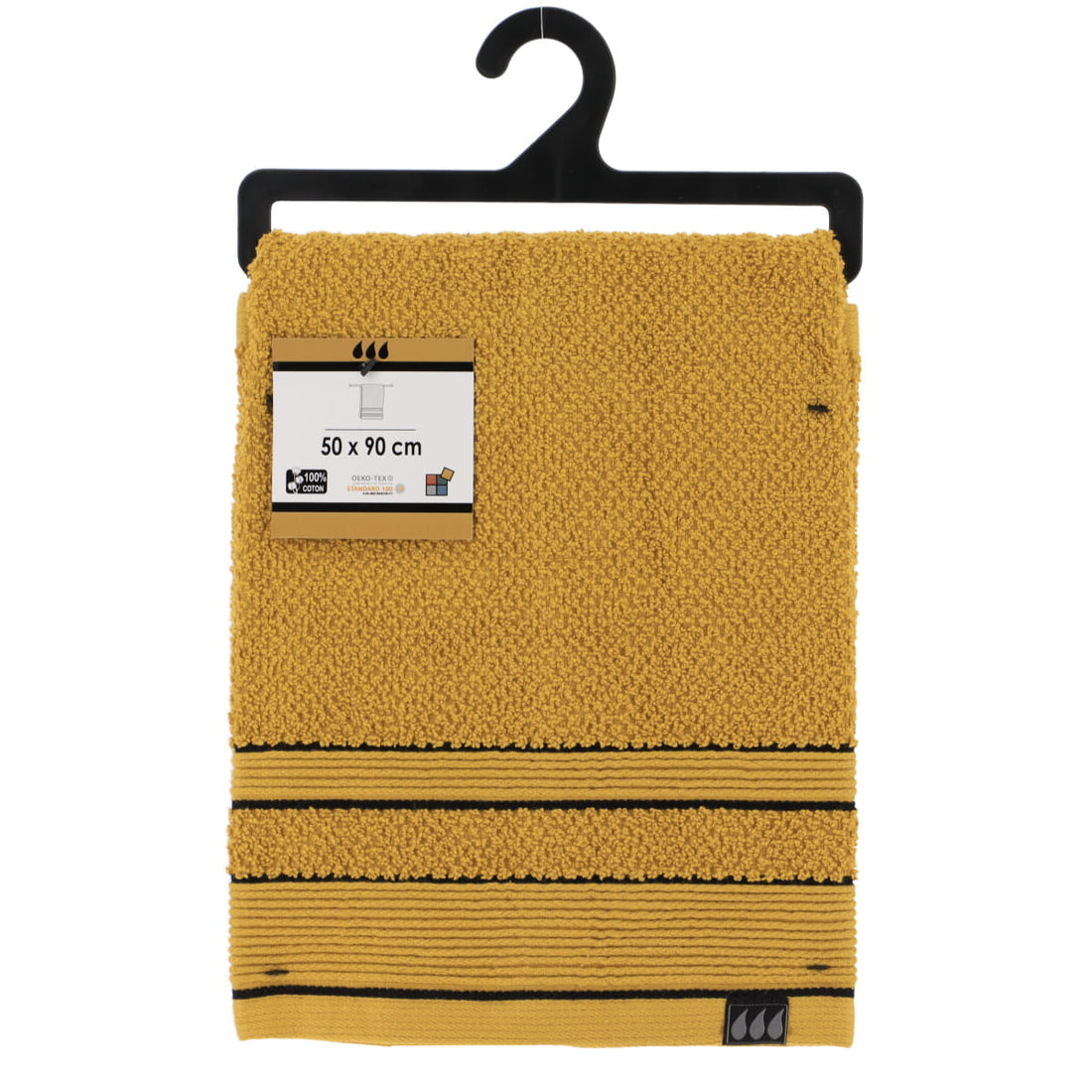 Prosop de mâini din bumbac 100 % dimensiune 50×90 cm – Ocru/Negru