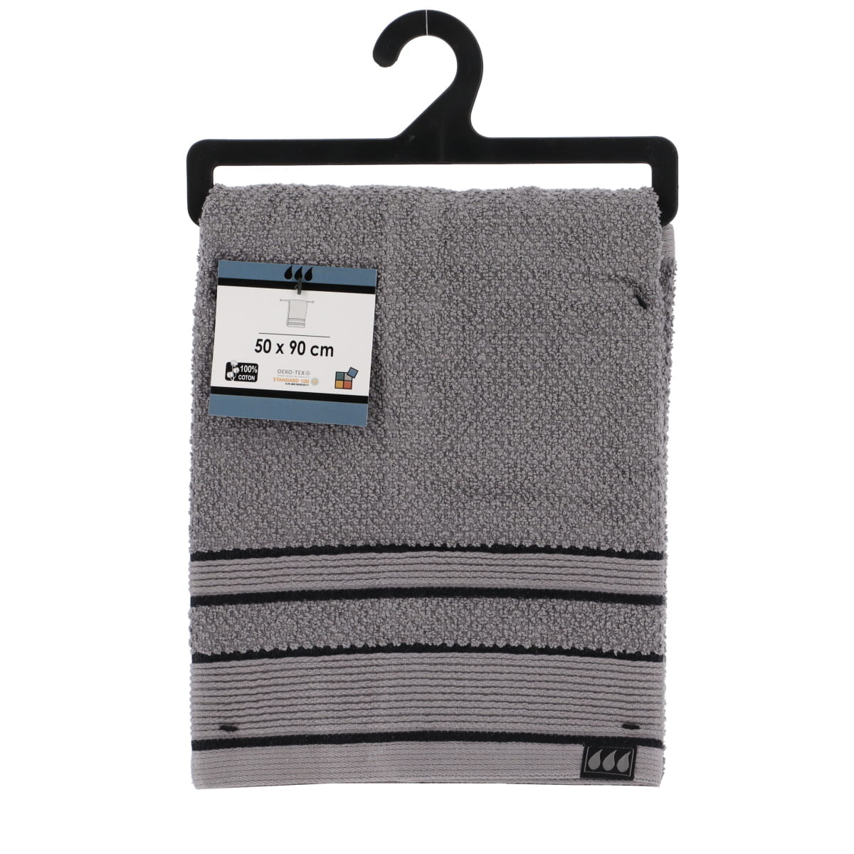 Prosop de maini din bumbac 100 % dimensiune 50×90 cm  – Gri/Negru
