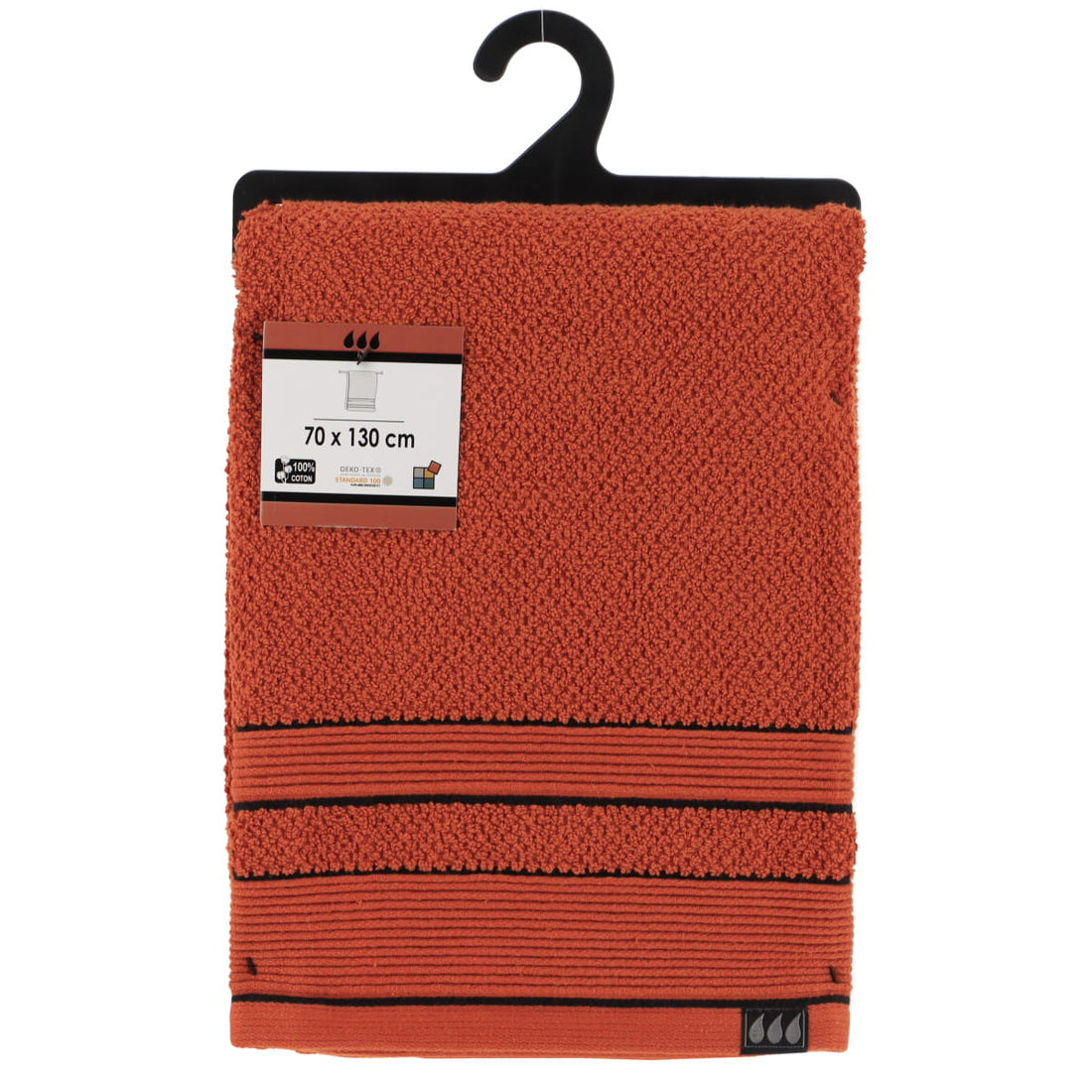 Prosop XL din bumbac 100 % dimensiune 70×130 cm – Sienna/Negru