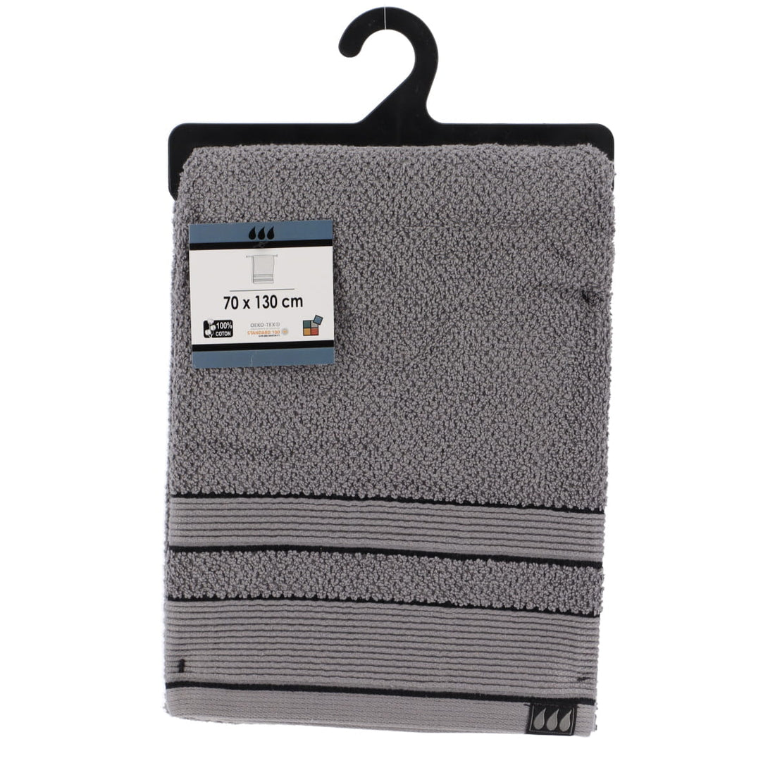 Prosop XL din bumbac 100 % dimensiune 70×130 cm – Gri/Negru