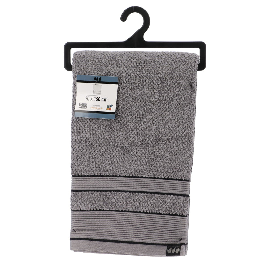 Prosop XXL din bumbac 100 % dimensiune 90×150 cm – Gri/Negru