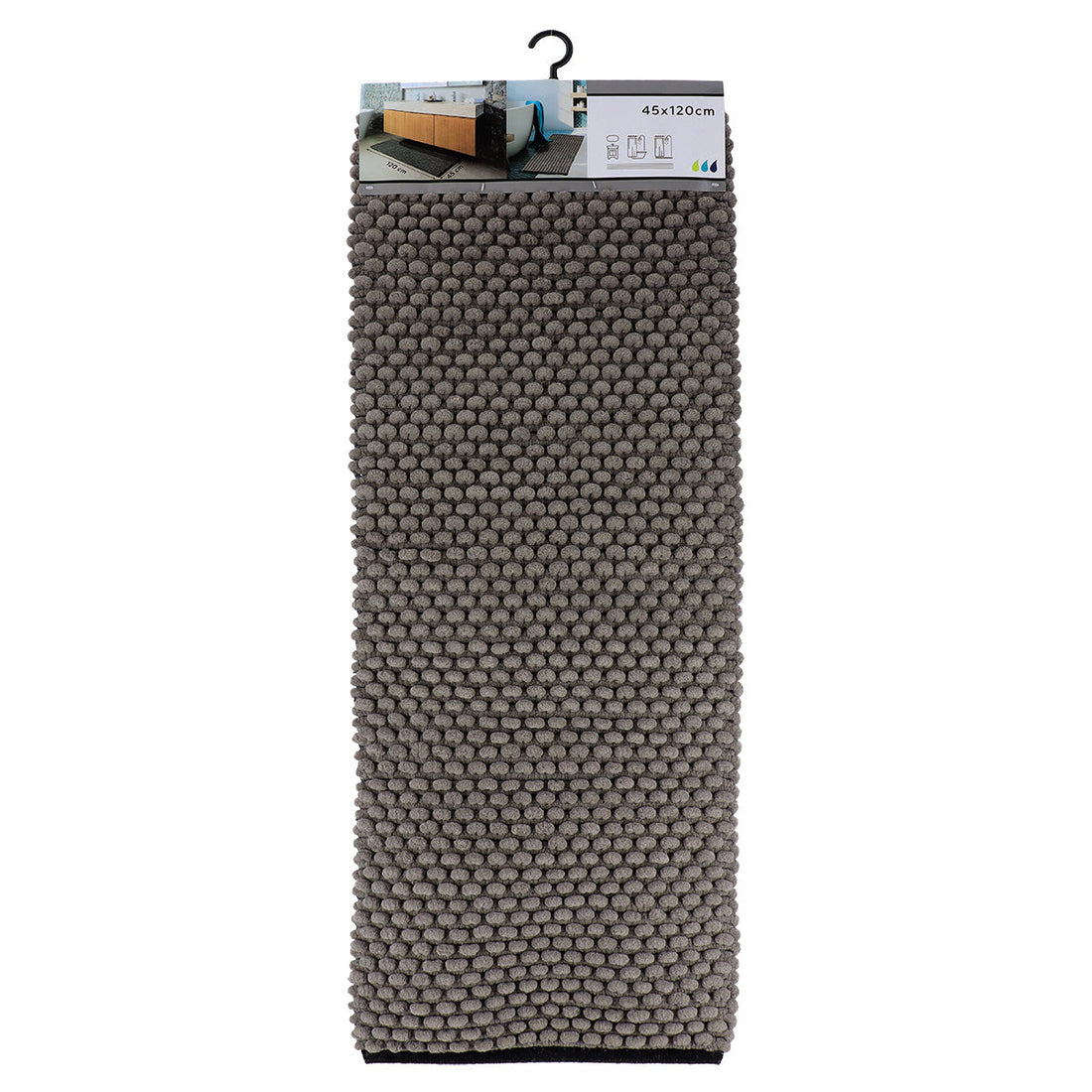 Covoraș Bicolor Bumbac 45x120 CM - Gri/Negru