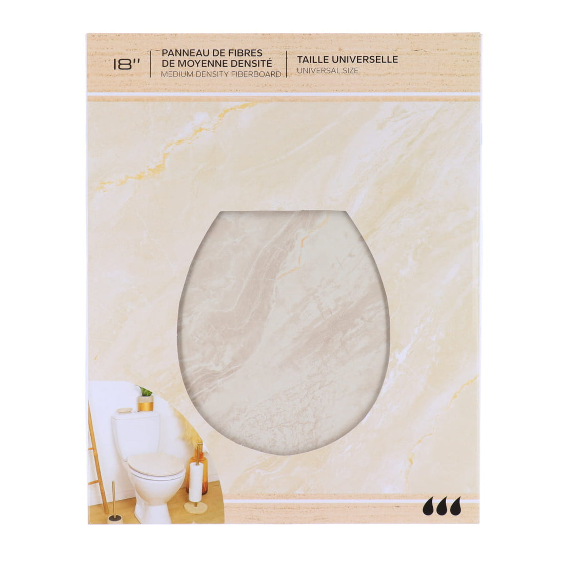 Capac Toaletă MDF 18 Inch Efect Marmură Bej – Prinderi Inox | Softambient