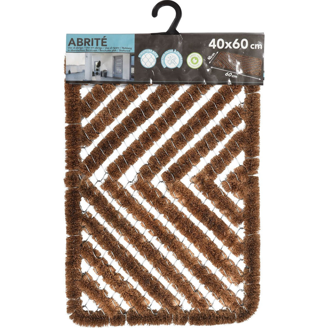 Preș Intrare Exterior Adăpostit 40X60CM Coco/Otel - Natural - Preș - Softambient
