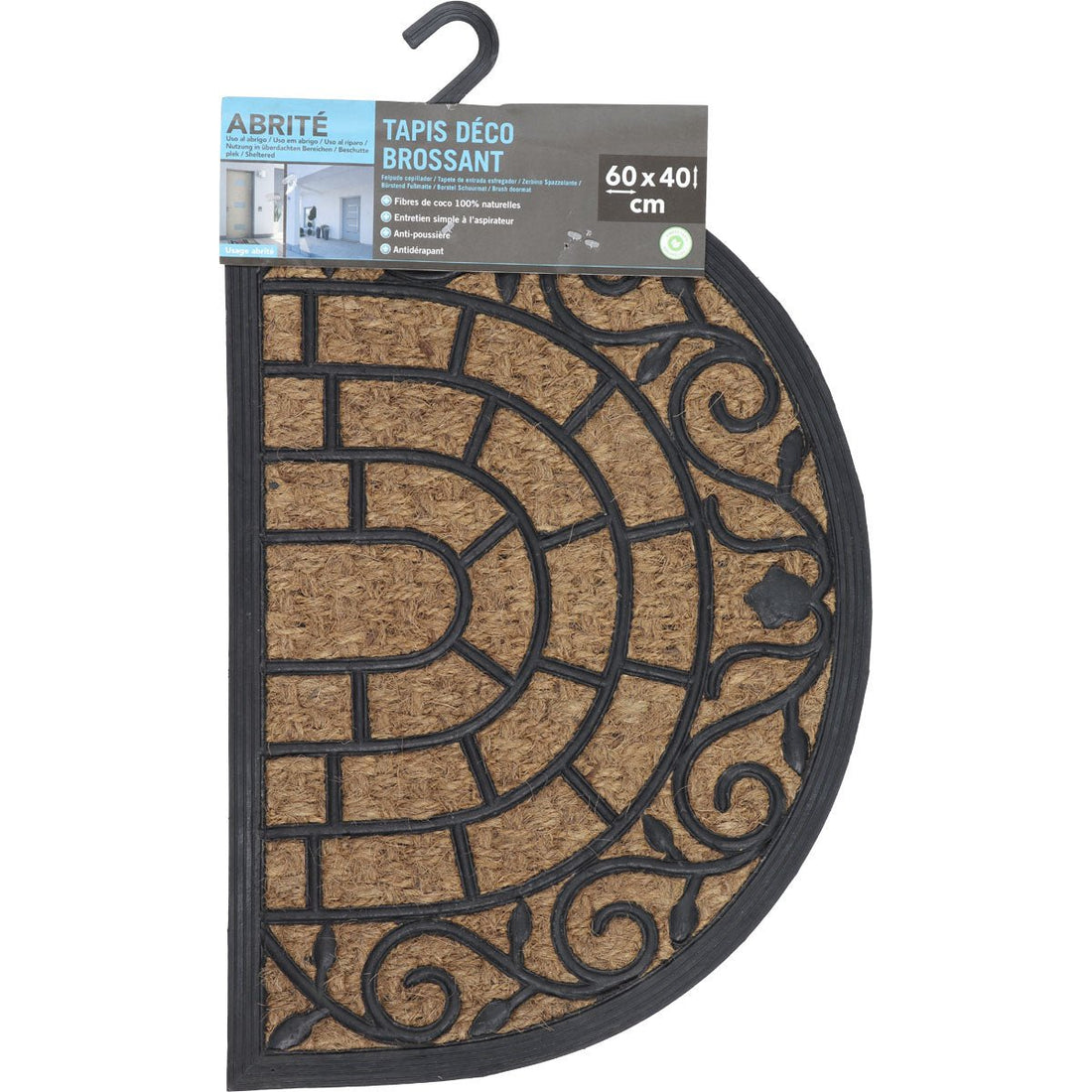 Preș Intrare Exterior Adăpostit Harry Half - Moon 40X60CM Coco/Cauciuc - Natural - Preș - Softambient