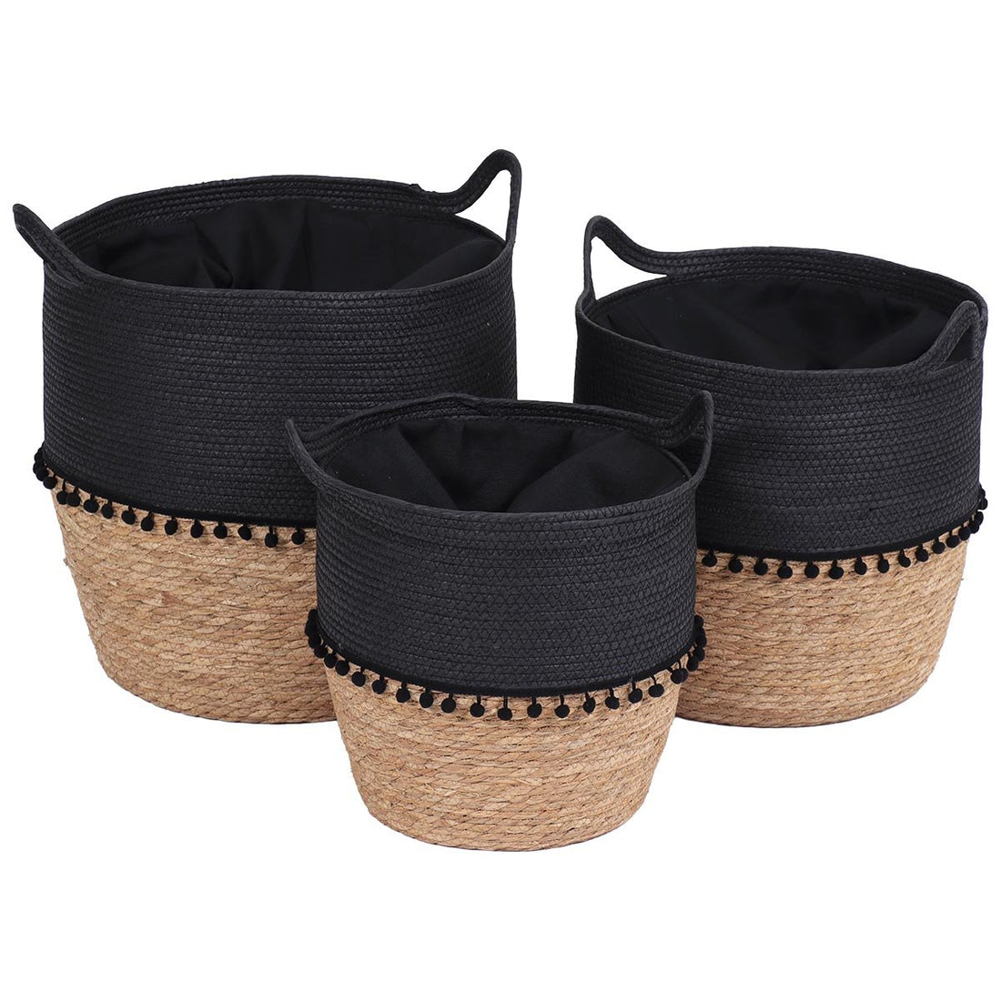 Set 3 Cosuri De Baie Negru/Natural - Set coșuri - Softambient