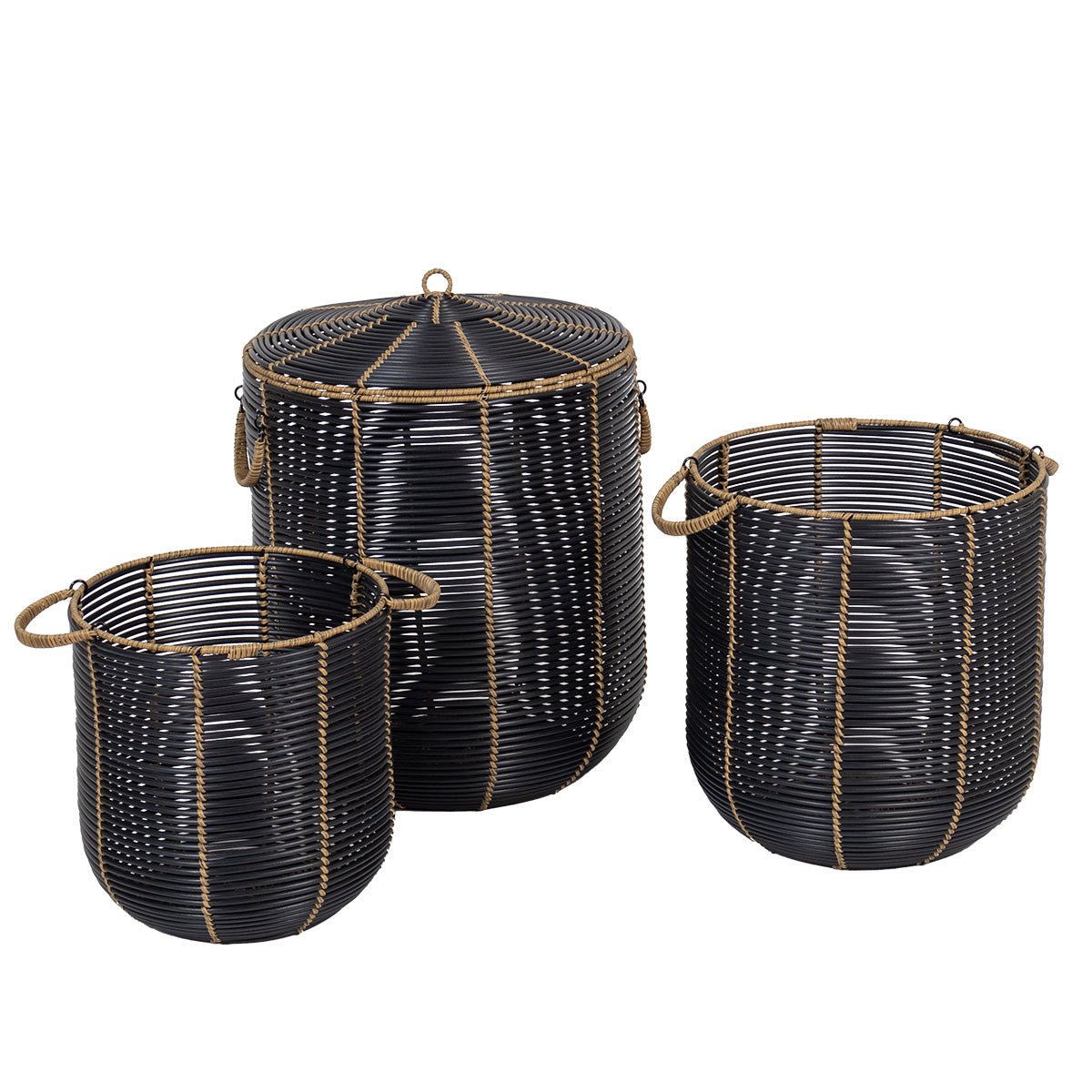 Set 3 Cosuri De Baie Negru/Natural - Set coșuri - Softambient