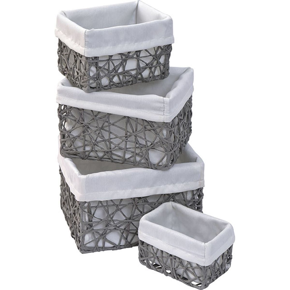 Set 4 Cosuri Hartie Gri/Crem - Set coșuri - Softambient