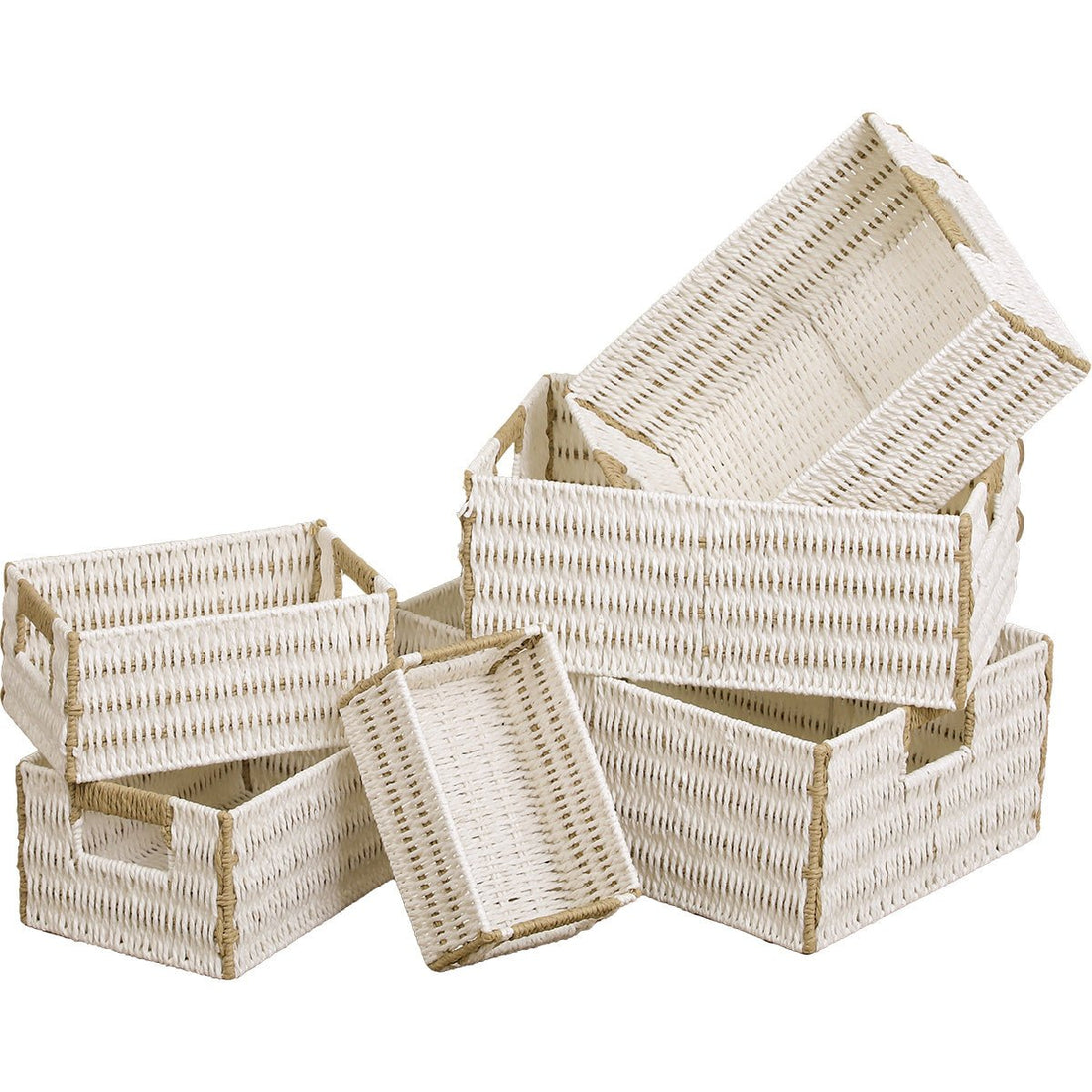 Set 6 Cosuri Hartie Alb/Natural - Set coșuri - Softambient