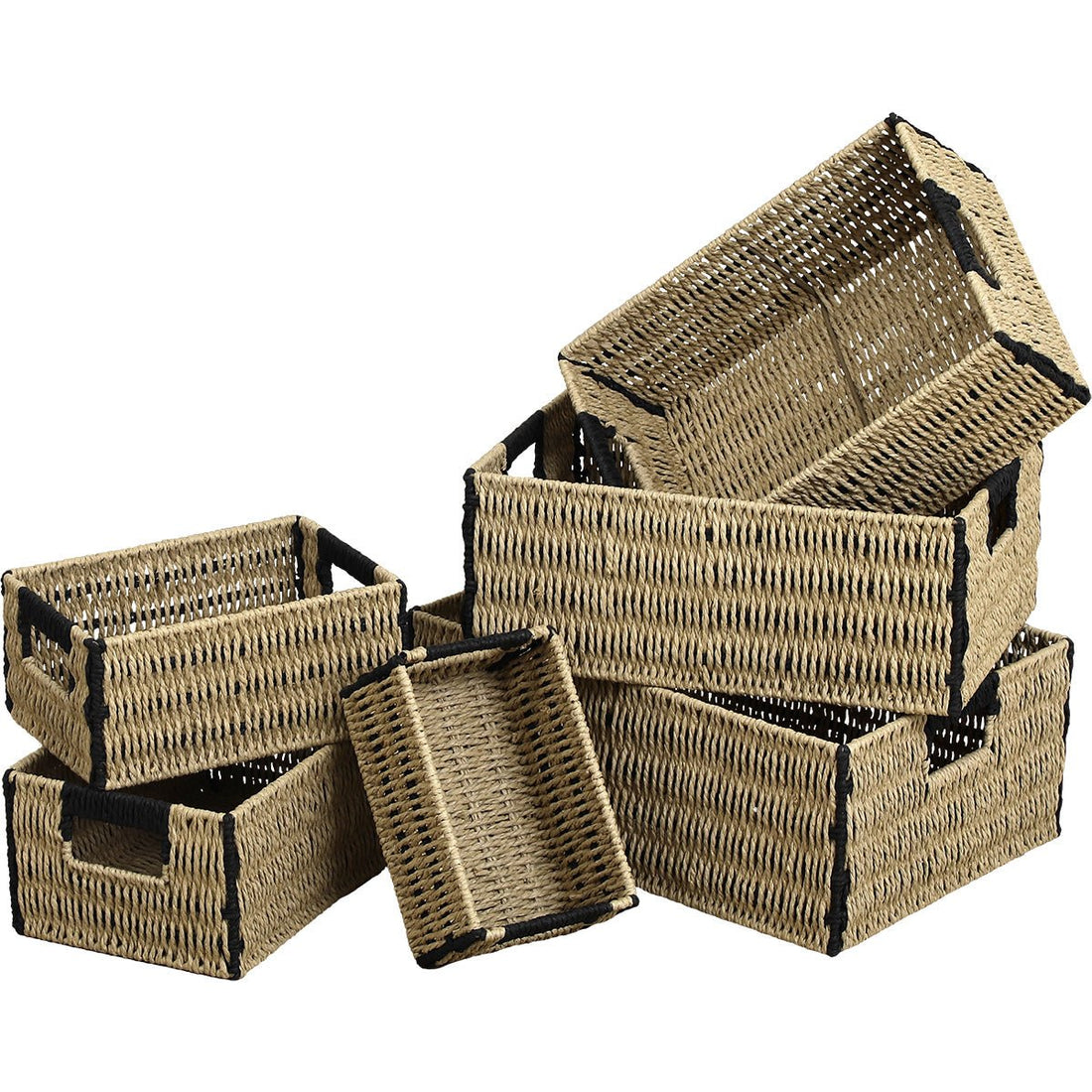 SET 6 cosuri Hartie Negru/Natural - Set coșuri - Softambient