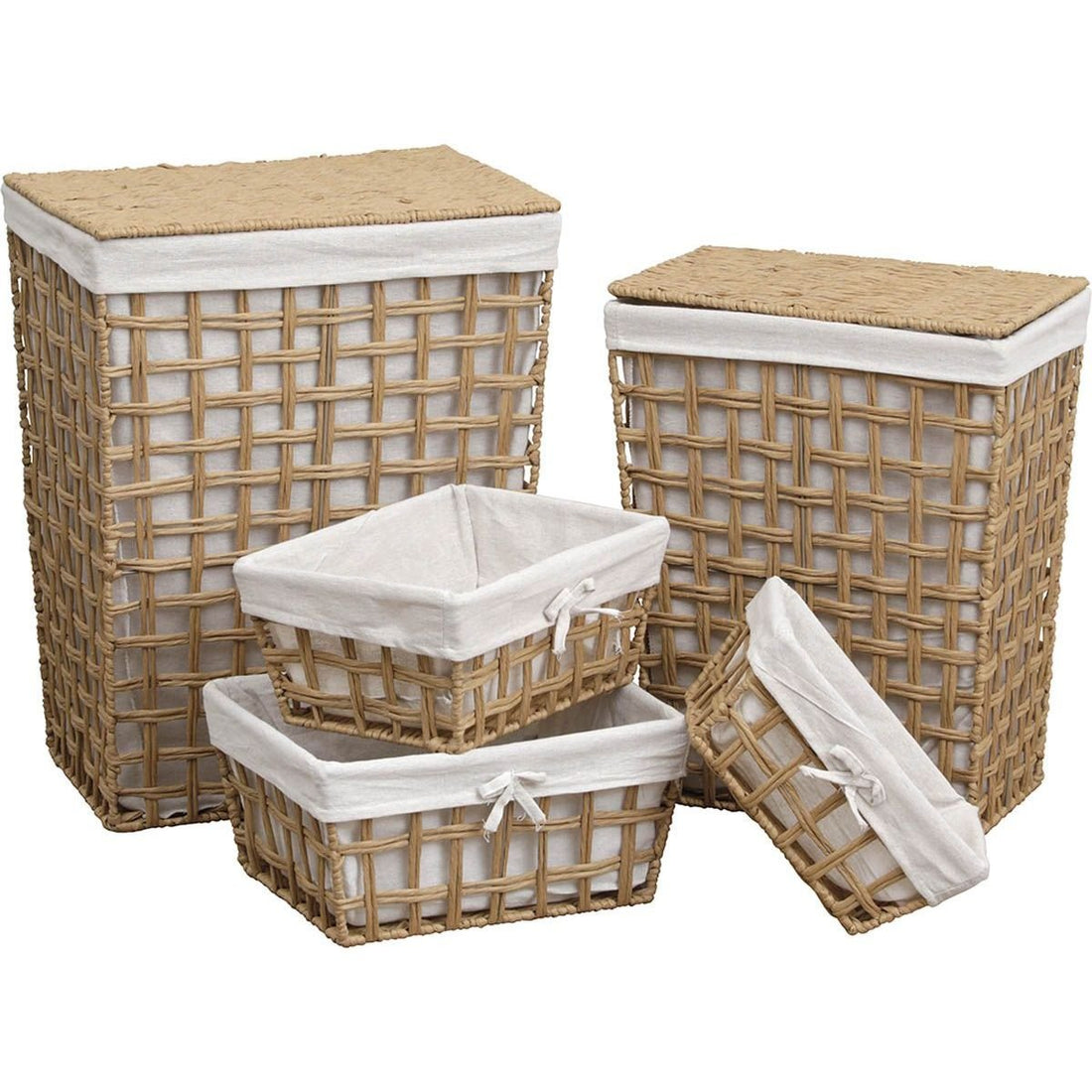 Set De 5 Coșuri Rectangulare Împletite Cu Model Decupat Din Hârtie - Set coșuri - Softambient