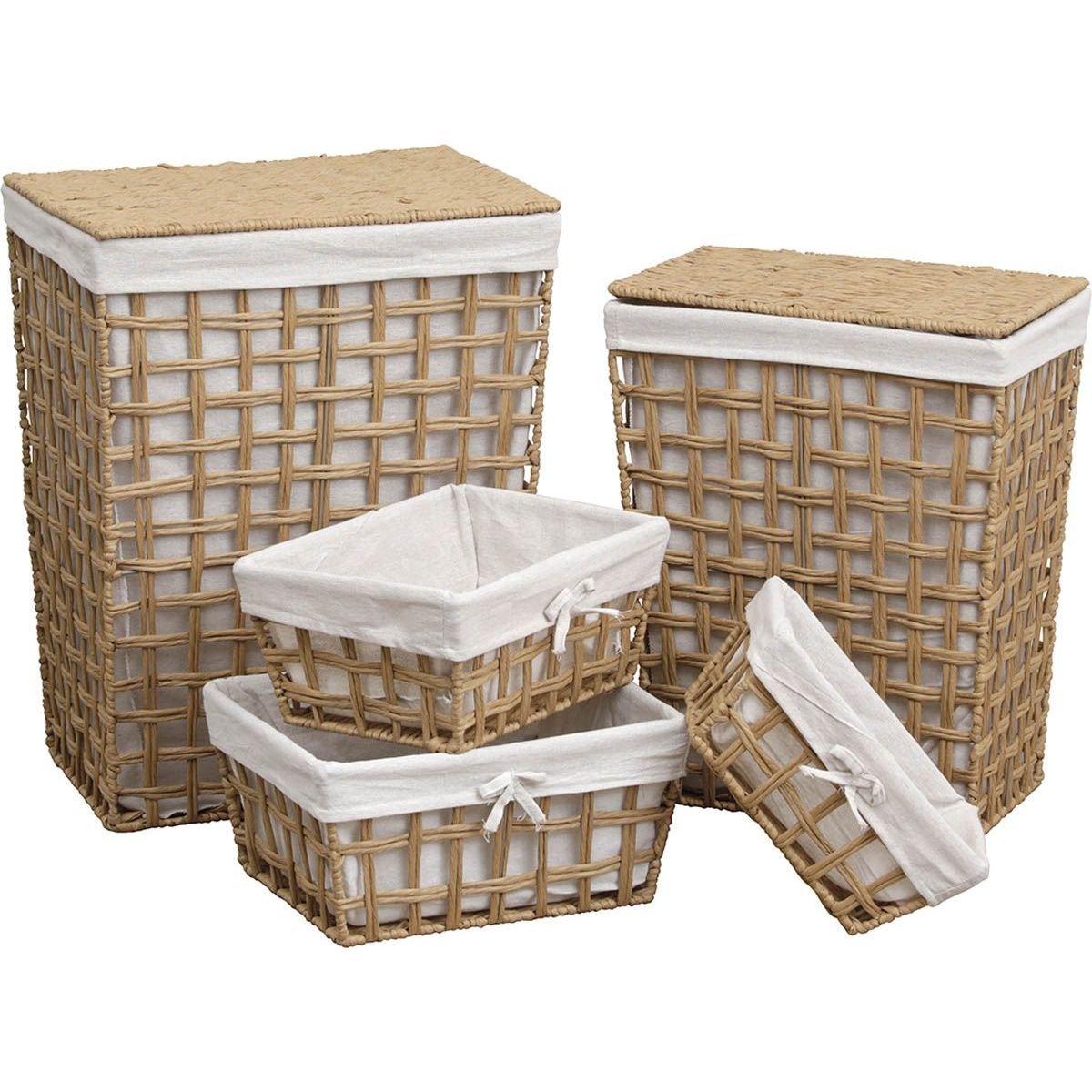 Set De 5 Coșuri Rectangulare Împletite Cu Model Decupat Din Hârtie - Set coșuri - Softambient