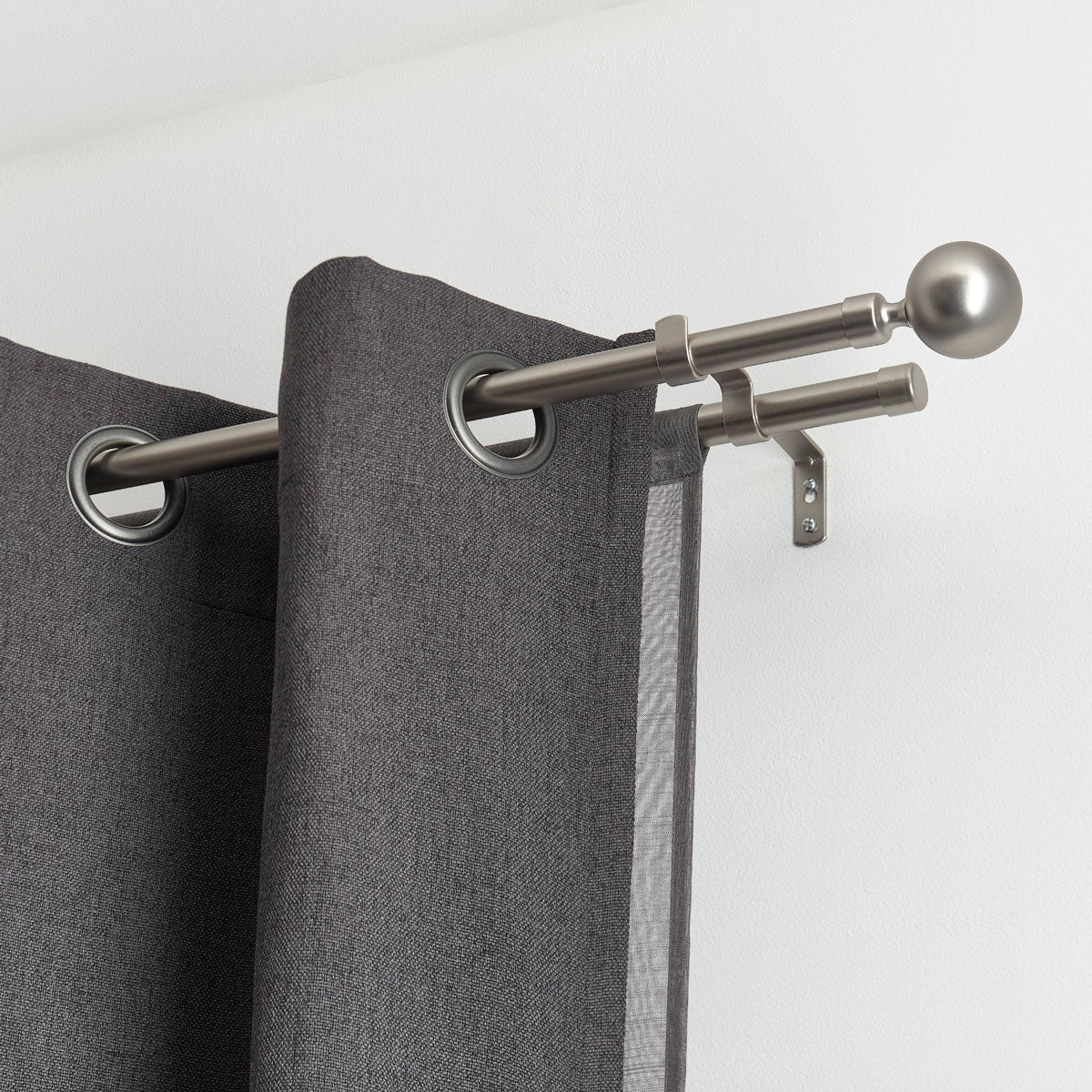 Set Galerie Dublă Extensibilă 120 - 210 CM Paloma Φ19MM - Argintiu - Set galerie extensibilă - Softambient