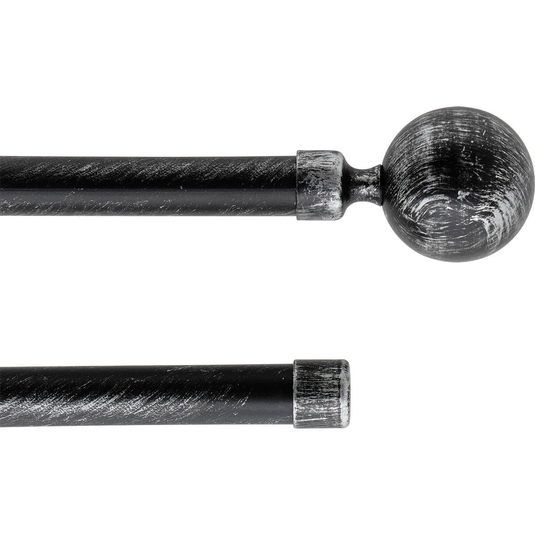 Set Galerie Dublă Extensibilă 120 - 210 CM Paloma Φ19MM - Negru Argintiu - Set galerie extensibilă - Softambient