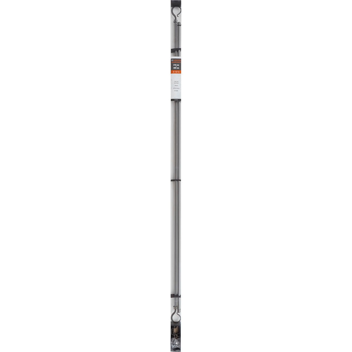 Set Galerie Dublă Extensibilă 210 - 380 CM Atelier Φ19MM - Gri - Set galerie extensibilă - Softambient