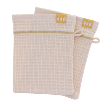 set 2 mănuși baie 15x21cm 100% bumbac – finisaj waffle bej