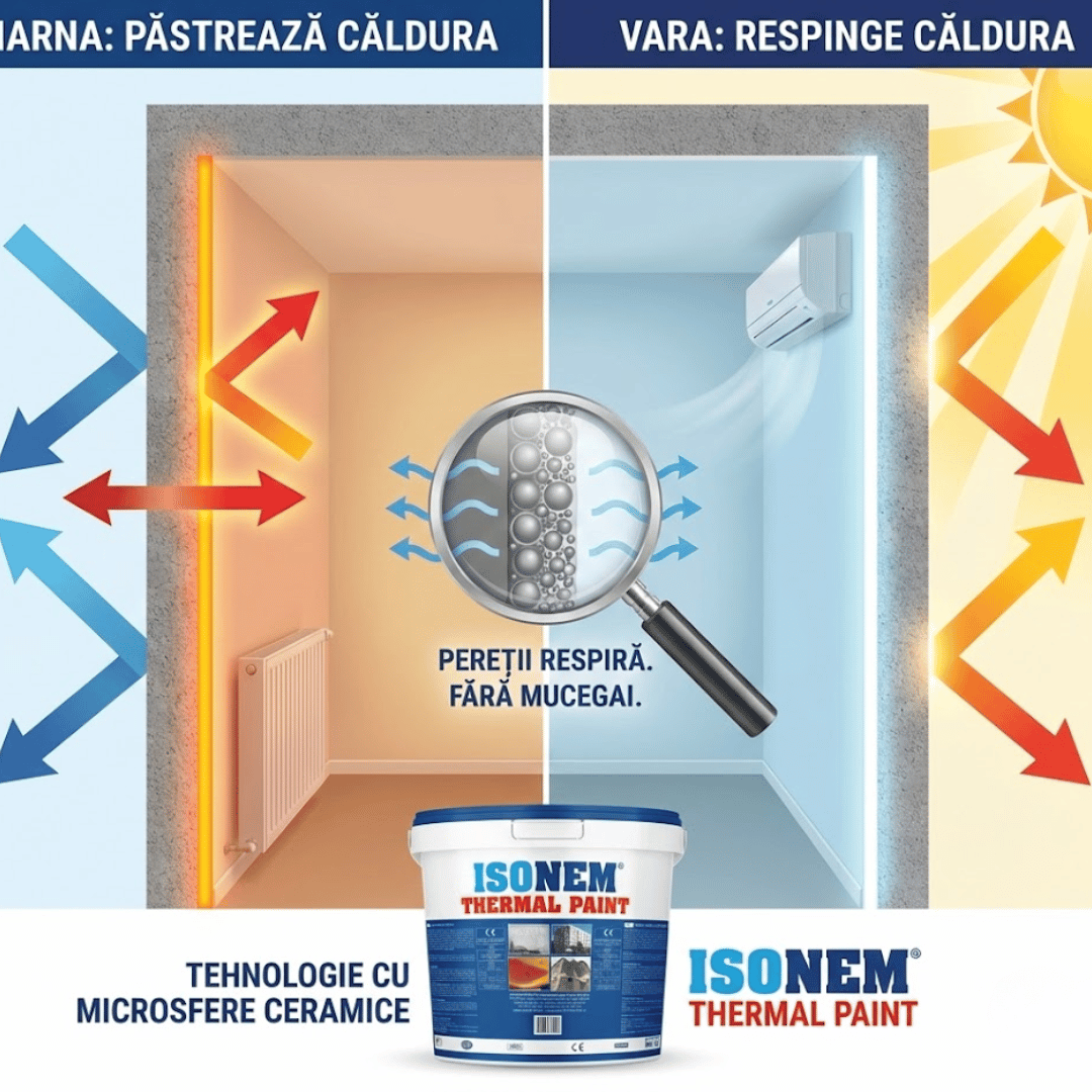Vopsea Lavabilă - Albă - cu Izolație Termică și Fonică - THERMAL PAINT